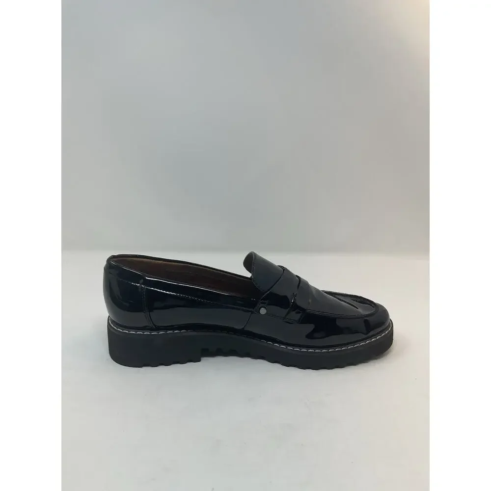 Franco Sarto Cassandra Penny Loafers with a Lug Sole‎ Patent Leather Size 10M